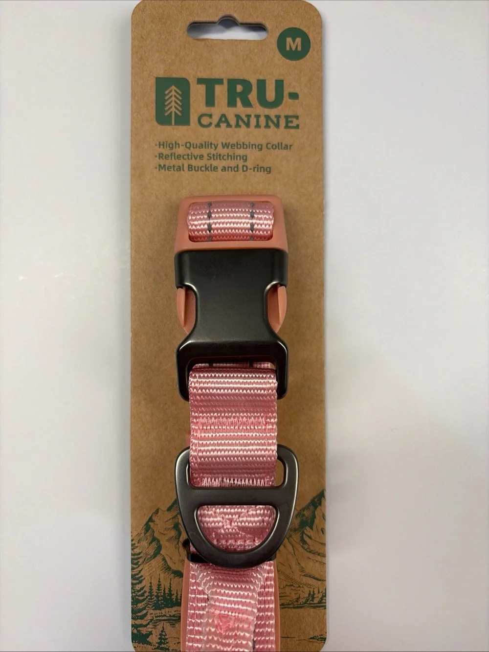 Pink Reflective  Heavy duty dog collar - size Medium
